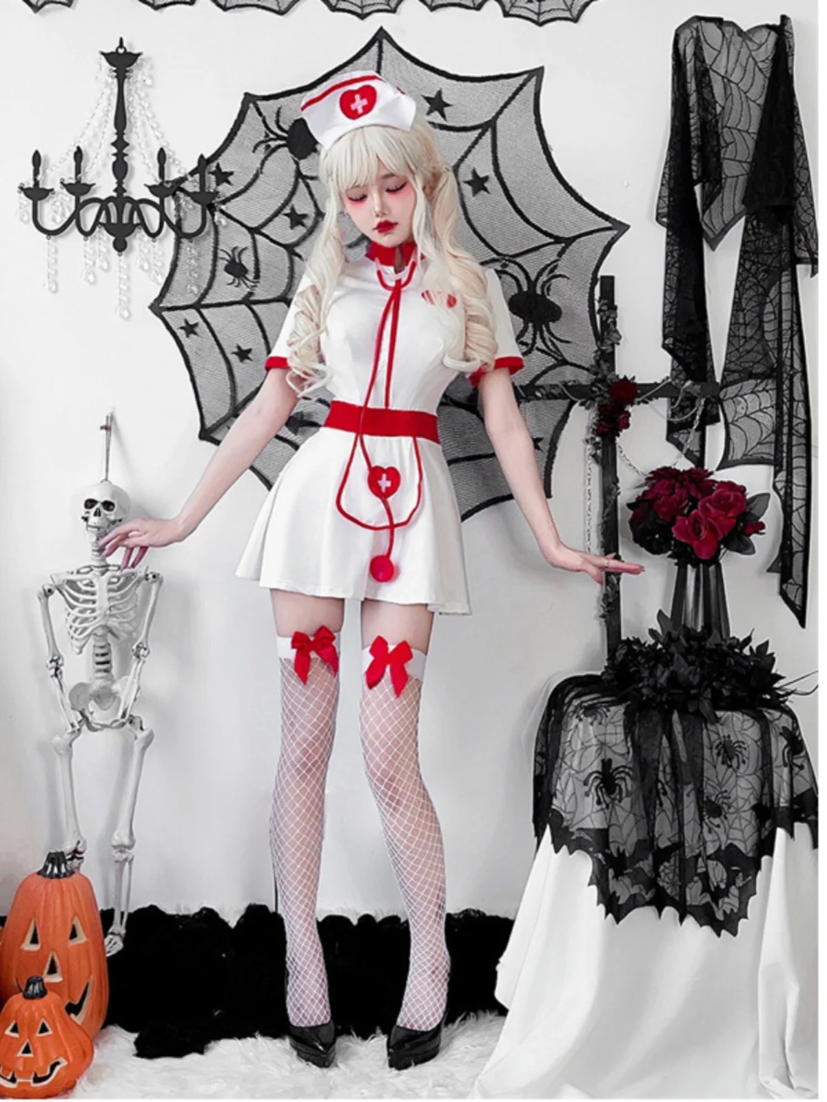 Costume d'infirmière orm Sexy, Performance d'halloween, tenue de médecin et d'infirmière transfrontaliers en Fiber de Polyester 00%