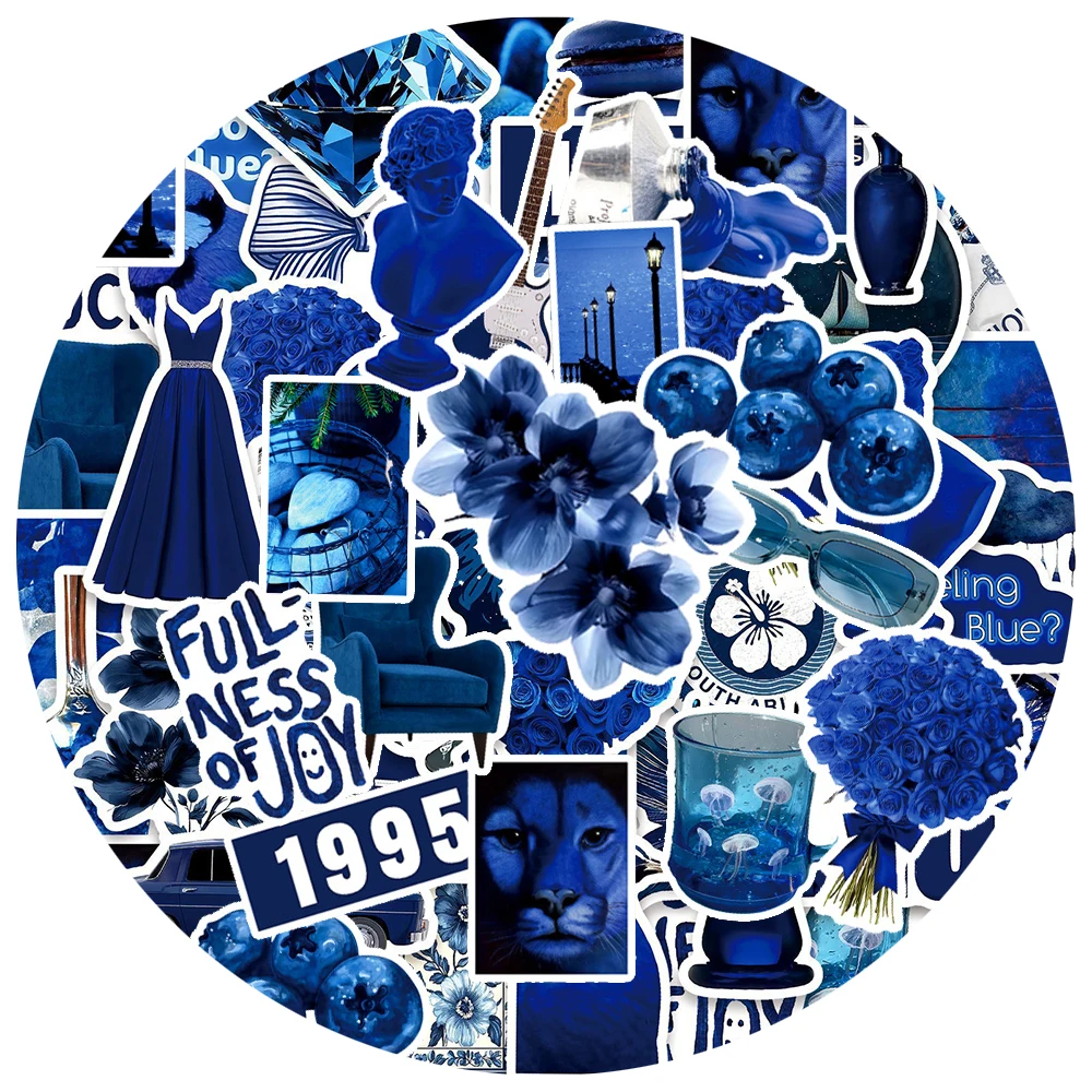 10/30/50 قطعة نمط Ins خمر الأزرق العميق ملصقات فنية نمط الجمالية الكتابة على الجدران ملصق سجل القصاصات الهاتف المحمول الشارات حزمة #2