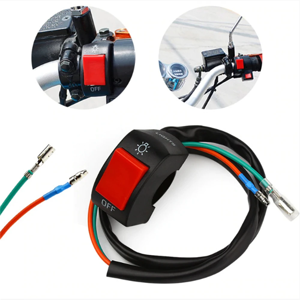 

22mm ON/OFF Motorcycle Switch Push Button 12V Button Connector Handlebar Switch for ATV Electronic Bike Scooter Motorbike Switch