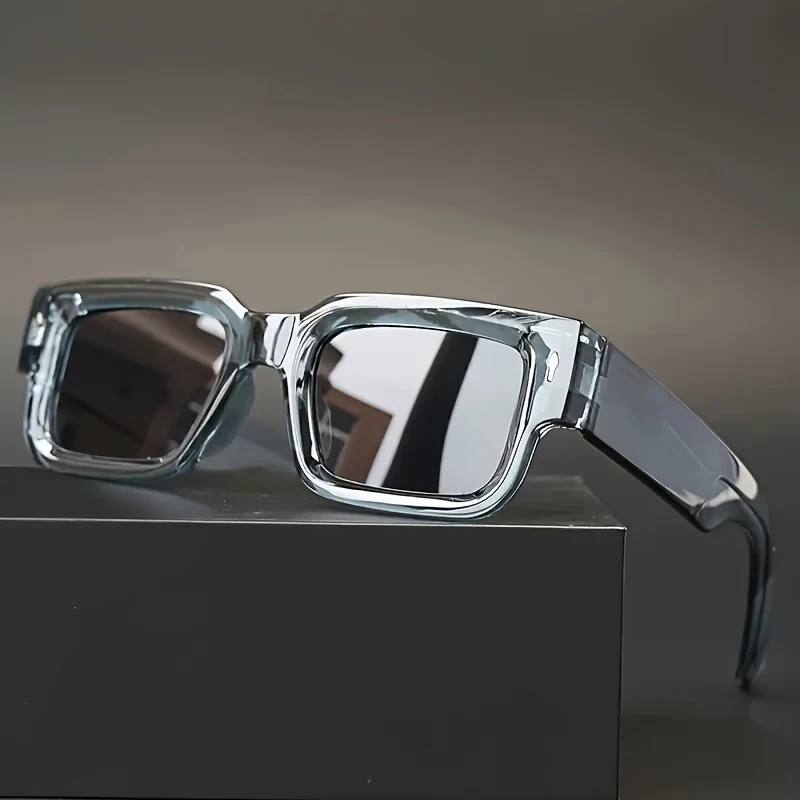 One Pair Rectangular Solid‑Color Trendy Retro Stylish Sunglasses Suitable For Driving, Vacations, Gift‑Giving, Parties And Daily