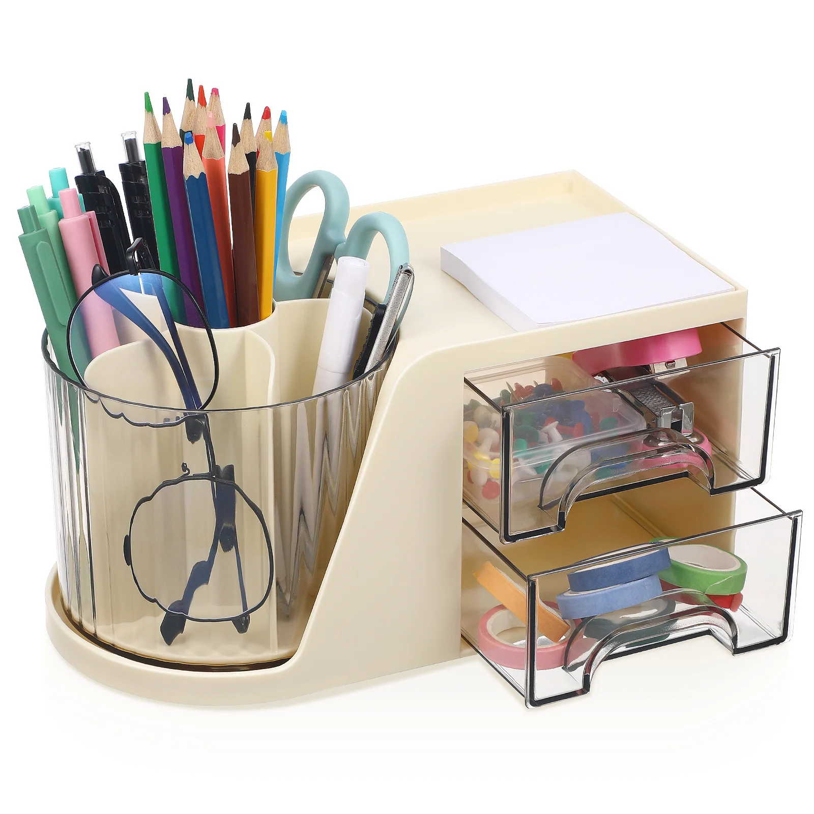 1pcs Desk Storage Organizer Pen Holder Divided Compartments Smooth Drawers For Office Stationery Makeup Tools Desktop Accessory