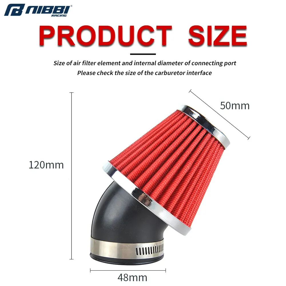 NIBBI Universal Motorrad Flachvorhang Vergaser PE17mm/PE24mm/PE26mm/PE28mm Flansch Vergaser Luftfilter für Yamaha Suzuki – Detail 2