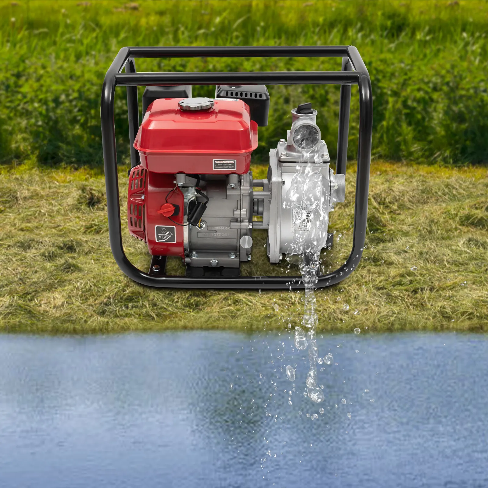 Bomba de agua de gasolina portátil de 7,5 HP (5,6 kW) - Manguera de 2 pulgadas (50 mm) con 25 pies (7,5 m) para transferencia de irrigación