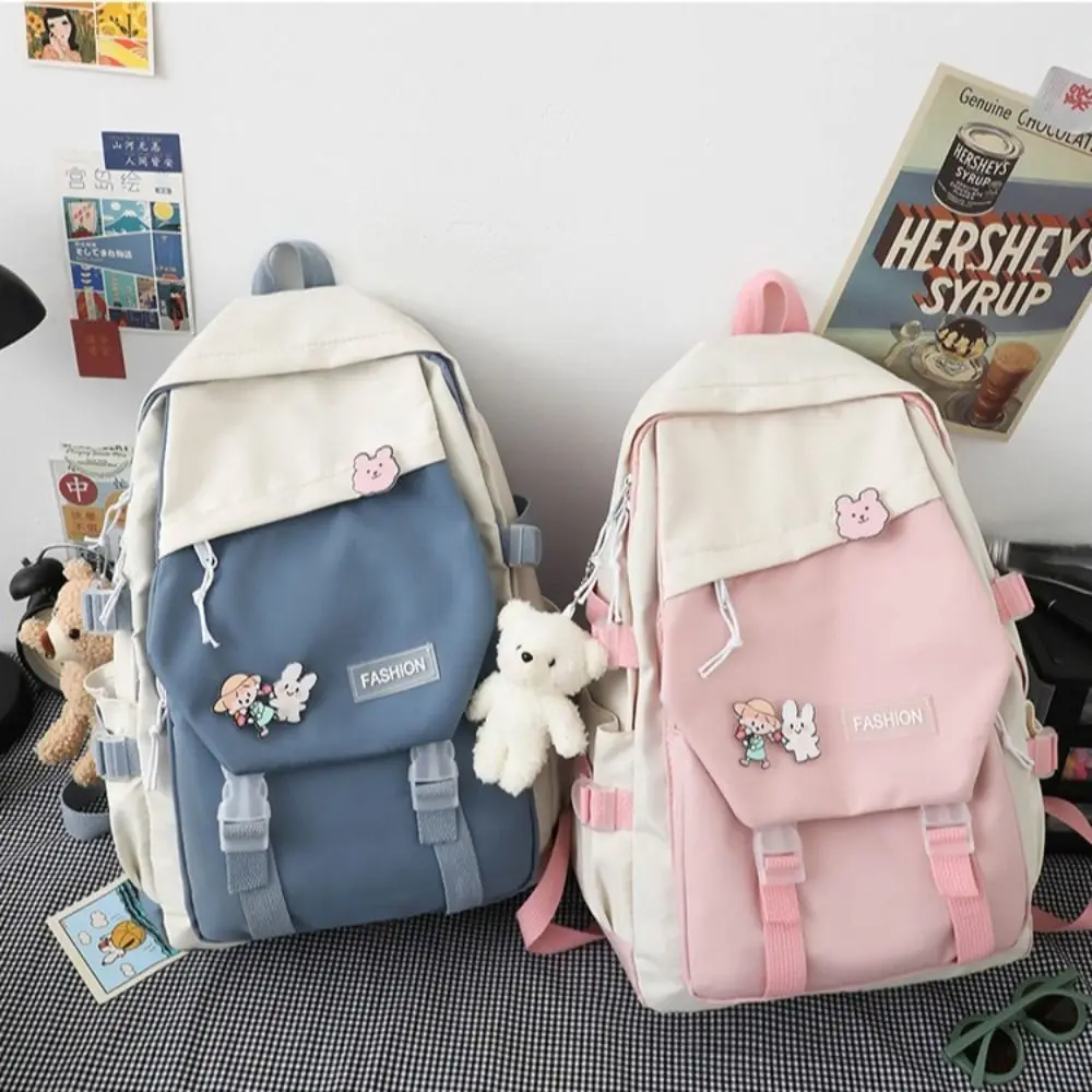 Large Capacity Nylon Book Bag Waterproof Teenage College Backpack Fashion School Bag Cute Girls Boys Travel Backbag College Bag