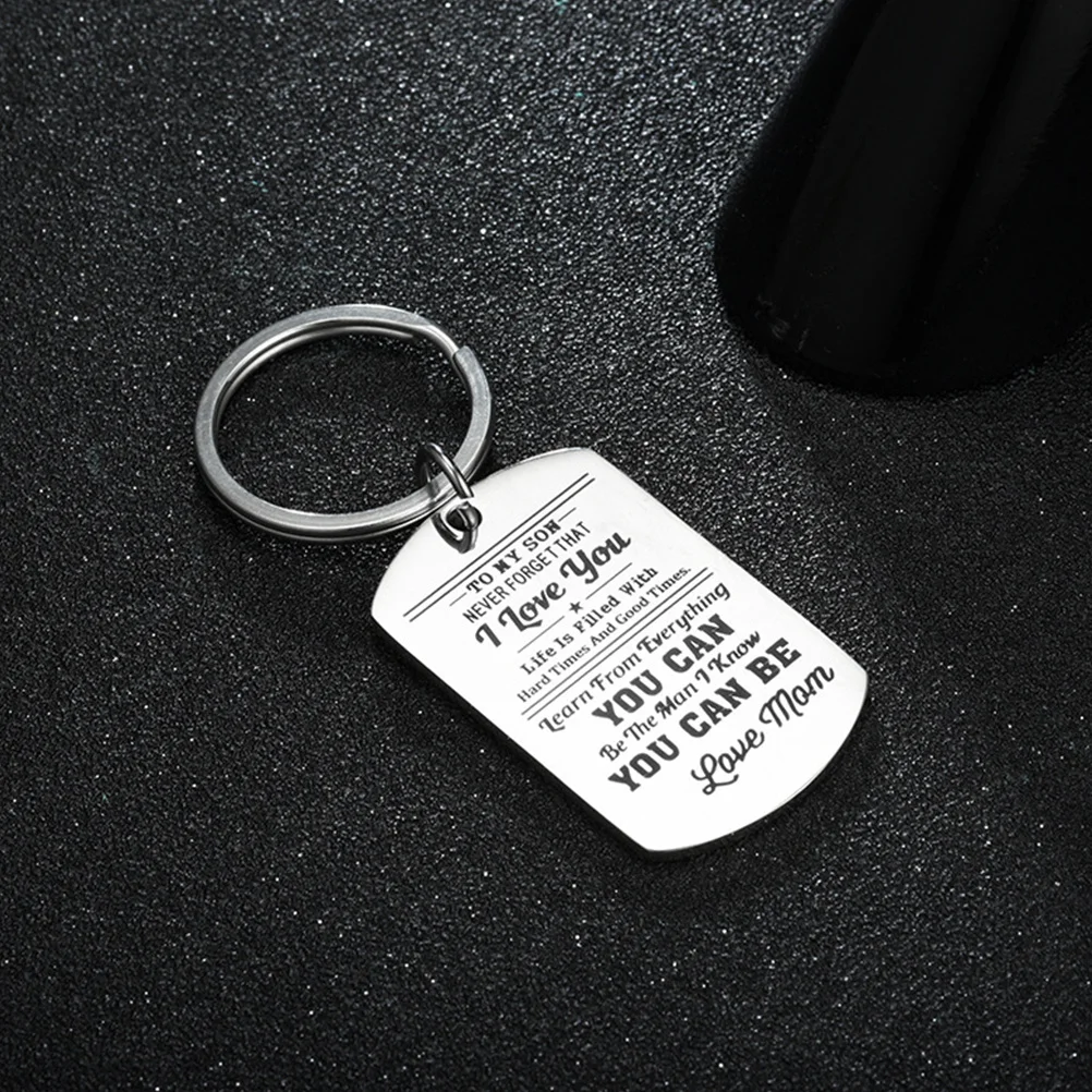 

Gift Keychain Necklace Set Titanium Steel Letter Pendant Family Key Ring For Son Jewelry Present Bag Car Decor