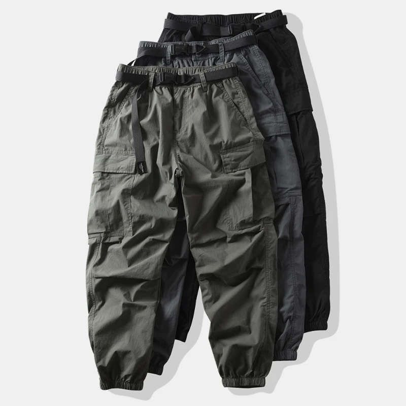 

Autumn Thin Japanese Retro Loose Wide-leg Work Pants Quick-drying Multi-bag Dad Pants Men's Feet Casual Trousers Mens Clothes