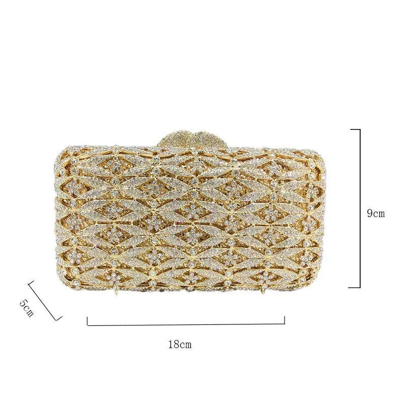 Boutique De FGG Luxury Crystal Clutch Evening Bags for Women Formal Party Silver Rhinestone Minaudiere Handbags and Purses