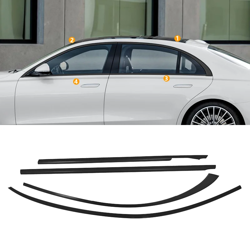 

Cars Accessories Side Door Stainless Steel Chrome Strip Black Window Trim for Mercedes benz S-Class W223 Body Kit 2020-2025