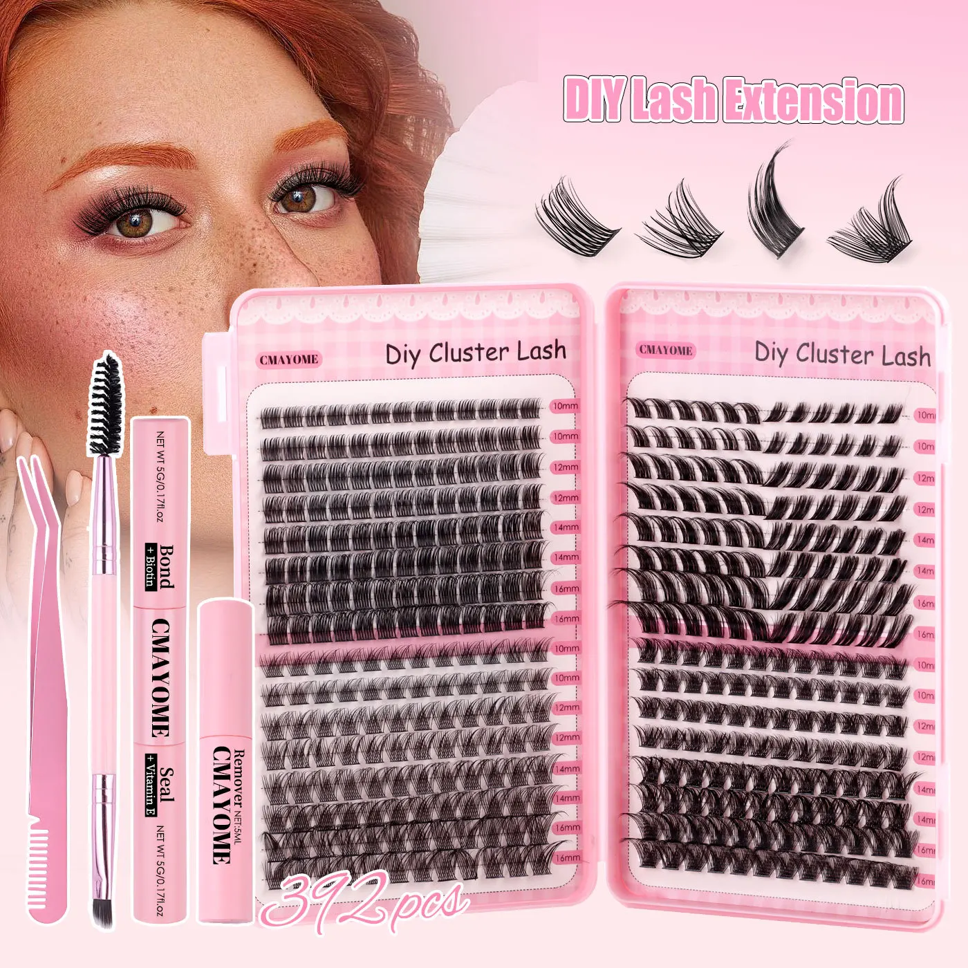 New Eyelash Book Mixed False Eyelashes 392 Clusters Large Capacity D Curvature Curled Eyelashes Wholesale