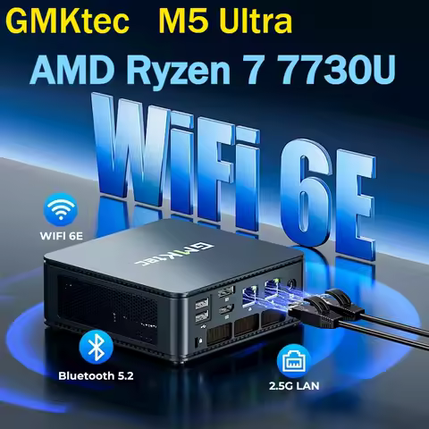 GMKtec M5 Ultra Mini PC AMD Ryzen 7 7730U WIFI6 BT5.2 DDR4 3200MT/s Win11 PRO NVME Pcie 3.0 Desktop Office Gamer Computer