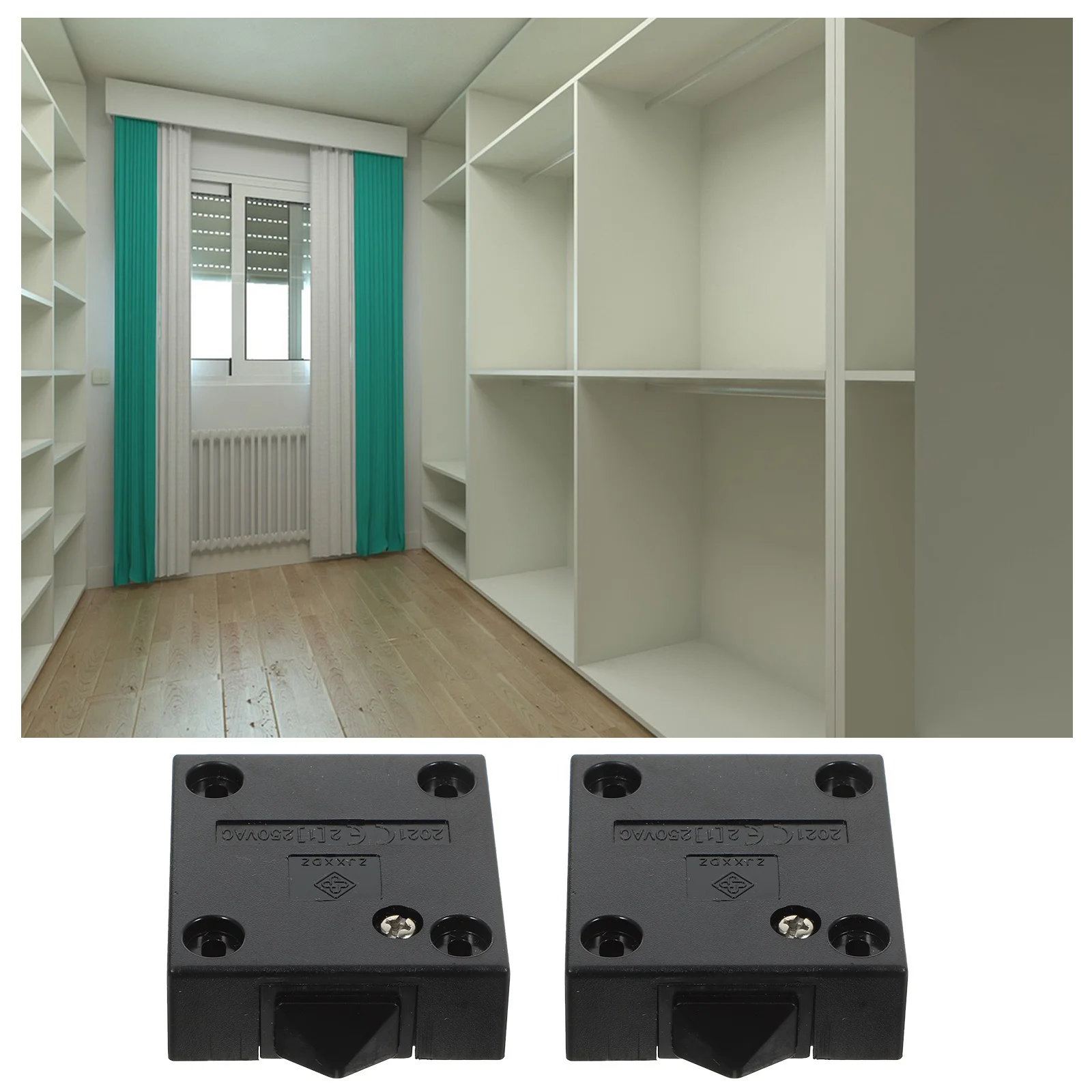 

2Pcs Door Activated Light Switch for Cabinet Closets - Automatic on Off with Screws Fixing Suitable Pantry Wardrobe Cupboard