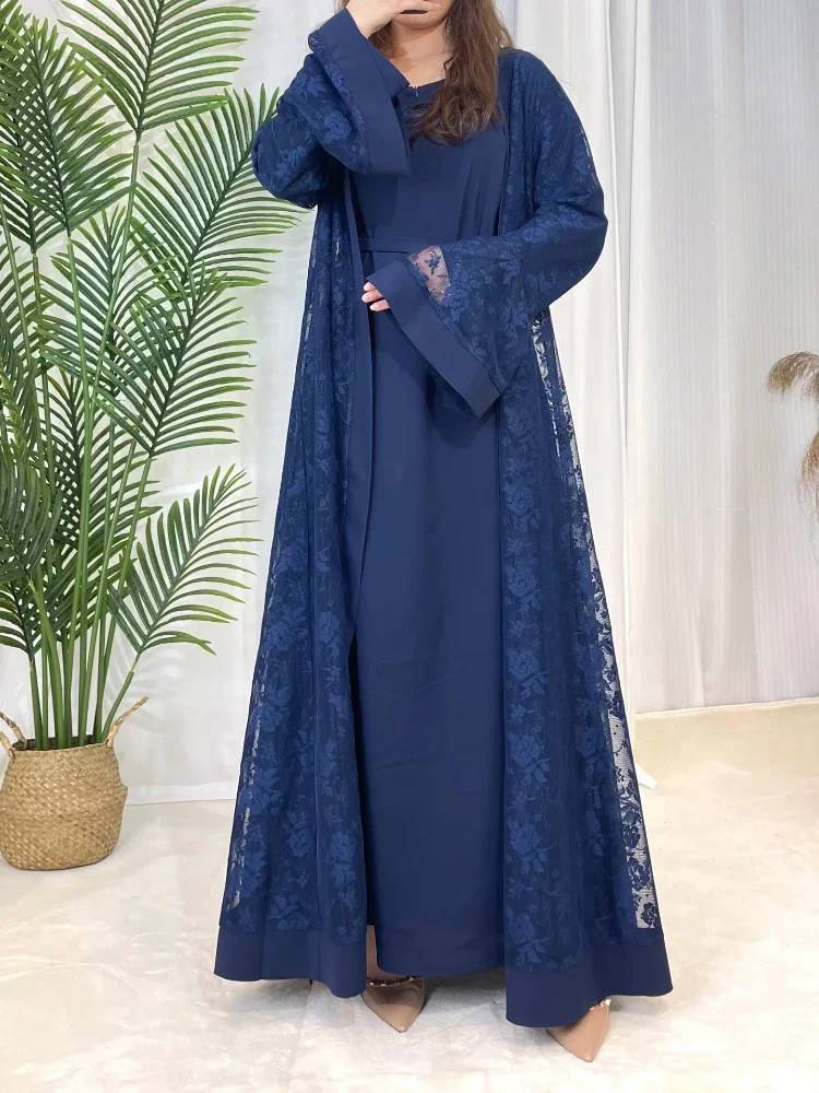 Women Eid Muslim Abaya Kaftan Islam Arab Long Robe Vestidos Morocco Flowers Abayas Loose Traditional Long Robe Solid Color