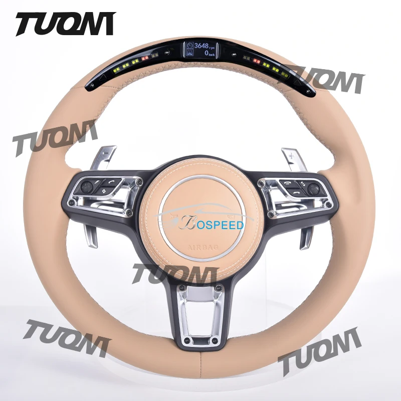 

Customized Full Leather LED Steering Wheel For Porsche Panamera Macan Cayenne Taycan 718 Cayman GT4 911 Carrera Targa GT3 RS