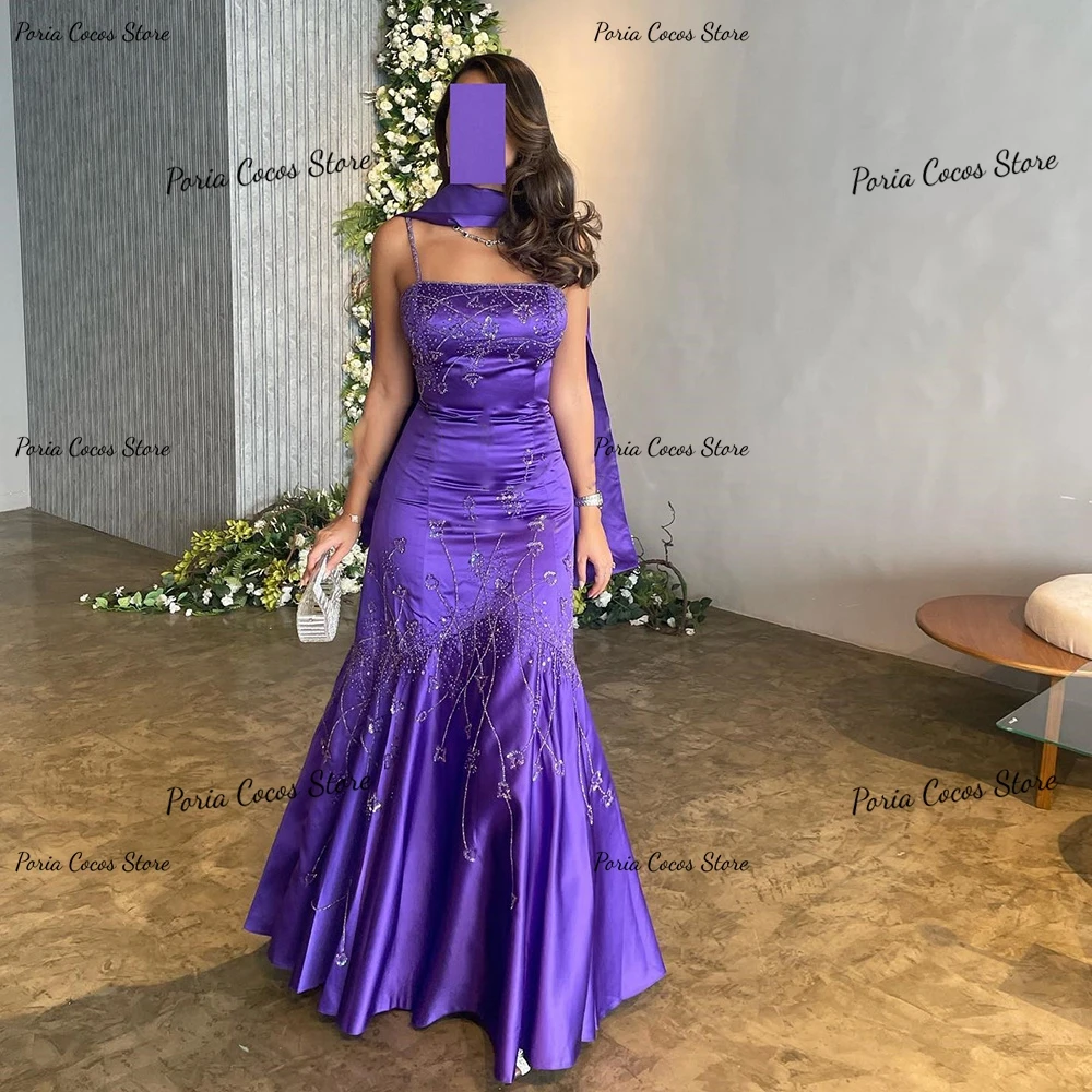 Prachtige Trompetjurk Spaghettibandje Kanten Avond En Sexy Backless Banket Plooi Prom Gown فساتين مناسبة رسمية