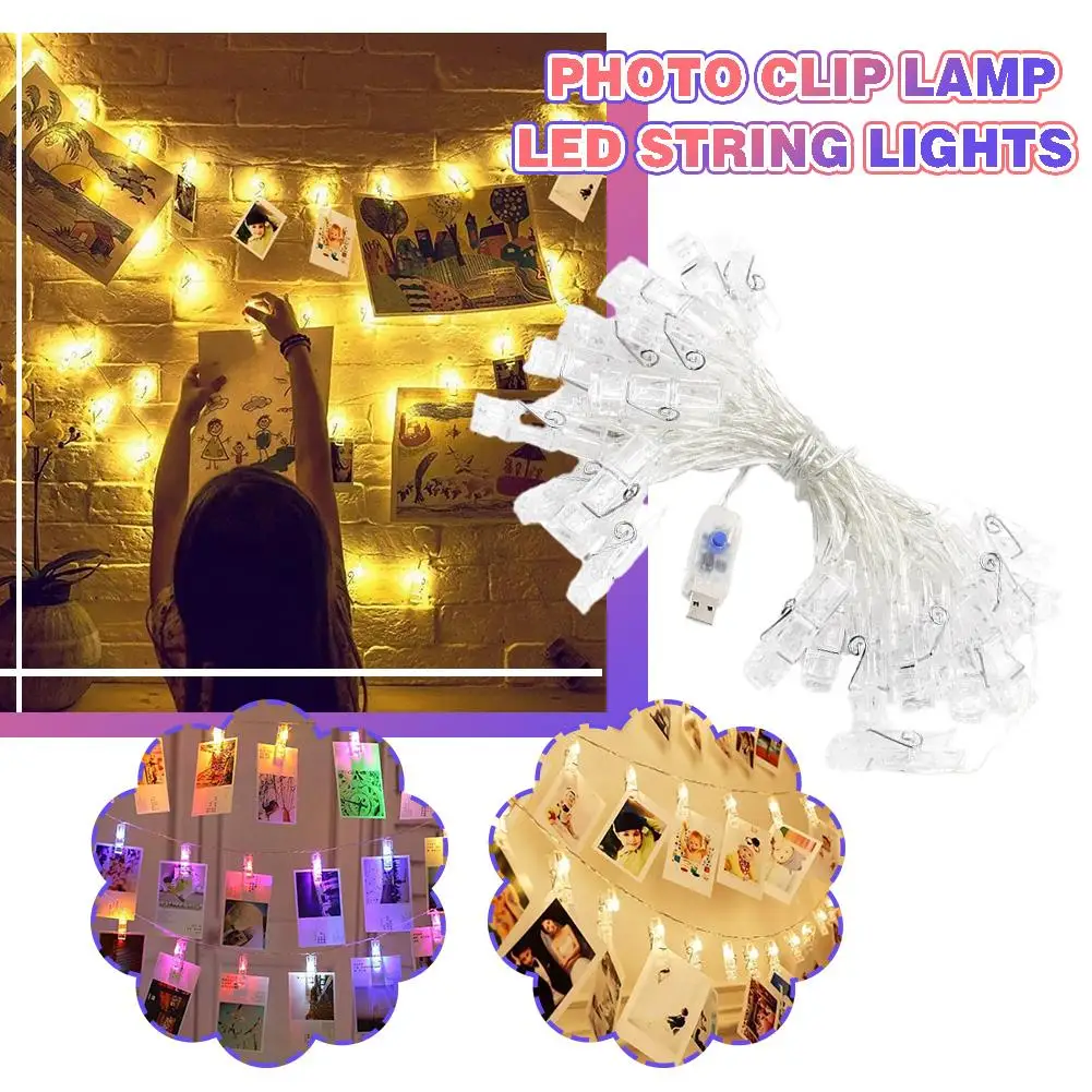 10 Led Lichtslingers 1.5M 2 Kleuren Fotoclip Fairy Outdoor Batterij Feest Kerstversiering Bruiloft Slinger Bediend Ligh X4m3