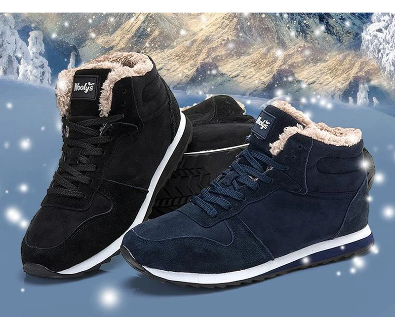 

Men Boots Shoes Man Footwear Warm Fur Snow Boots Ankle Botas Hombre Boots for Men Plush Sneakers Plus Size 35-48 Shoes Women