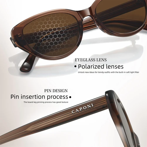 Imagen 2 del producto CAPONI gafas de sol polarizadas para mujer moda para actividades al aire libre diseño Vintage marca ojo de gato gafas TR90 marrón UV400 sombra marrón CP23096