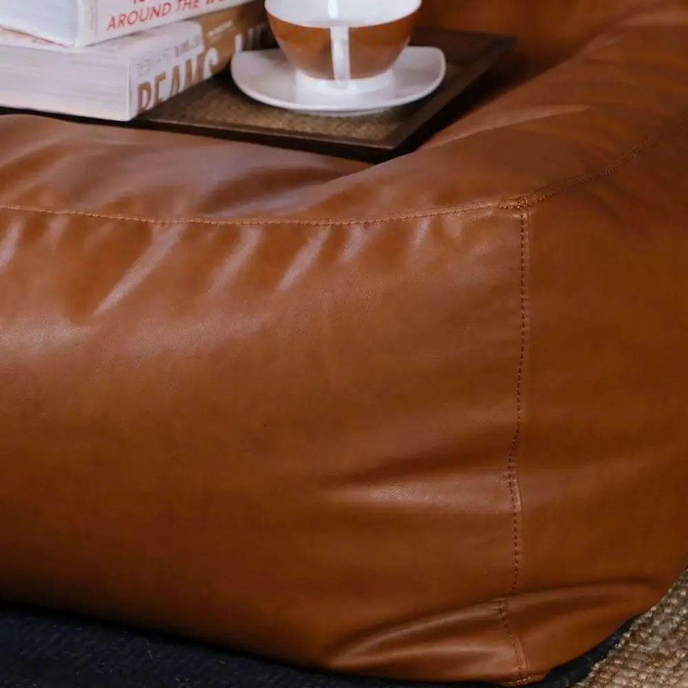 PU Leather Fillable Storage Ottoman Cover Waterproof Fillable Storage Footstool Claw Resistant Wear Resistant Footstool Cover