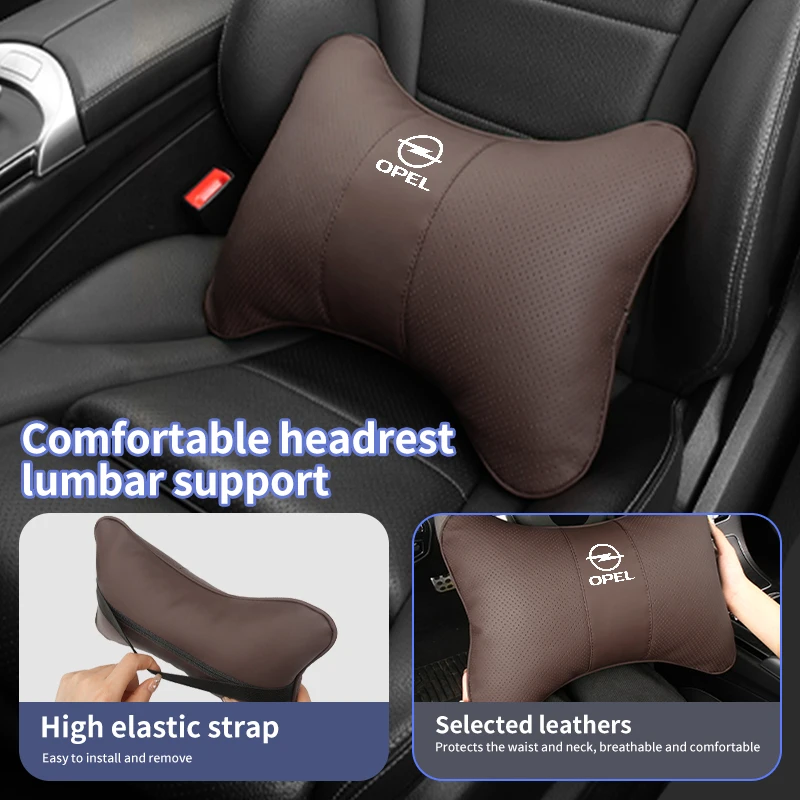 Car Seat Headrests Pillow Leather Lumbar Neck Support Back Cushion For Opel Antara Ampera Zafira Meriva Mokka Vivaro Insignia Ve