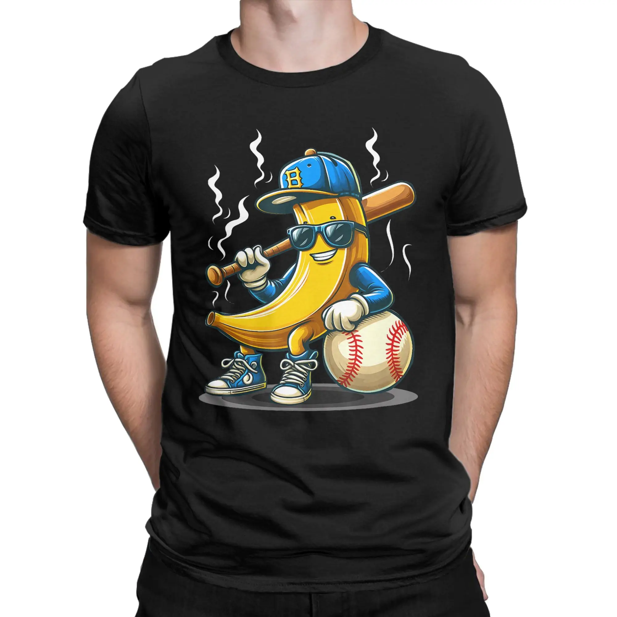 Banana Ballers Men T Shirts Wearing Sunglasses  Unique Tees Short Sleeve Crew Neck T-Shirt 100% Cotton 4XL 5XL Clothes