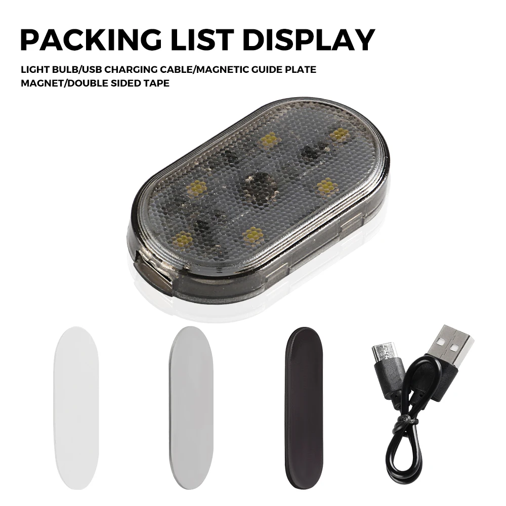 1 Piece Wireless Mini Car Light LED Touch Light Car Interior Light Roof Reading Light Colorful Car Ambience Light USB Charging