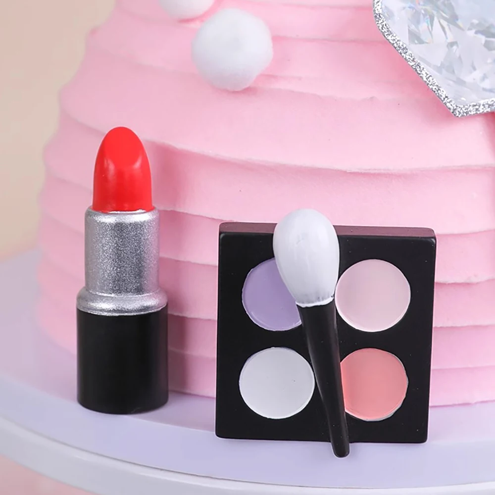 Rossetto bottiglia di profumo scatola di ombretti Cake Topper ragazza Happy Birthday Party Decoration festa della mamma mamma compleanno Cupcake