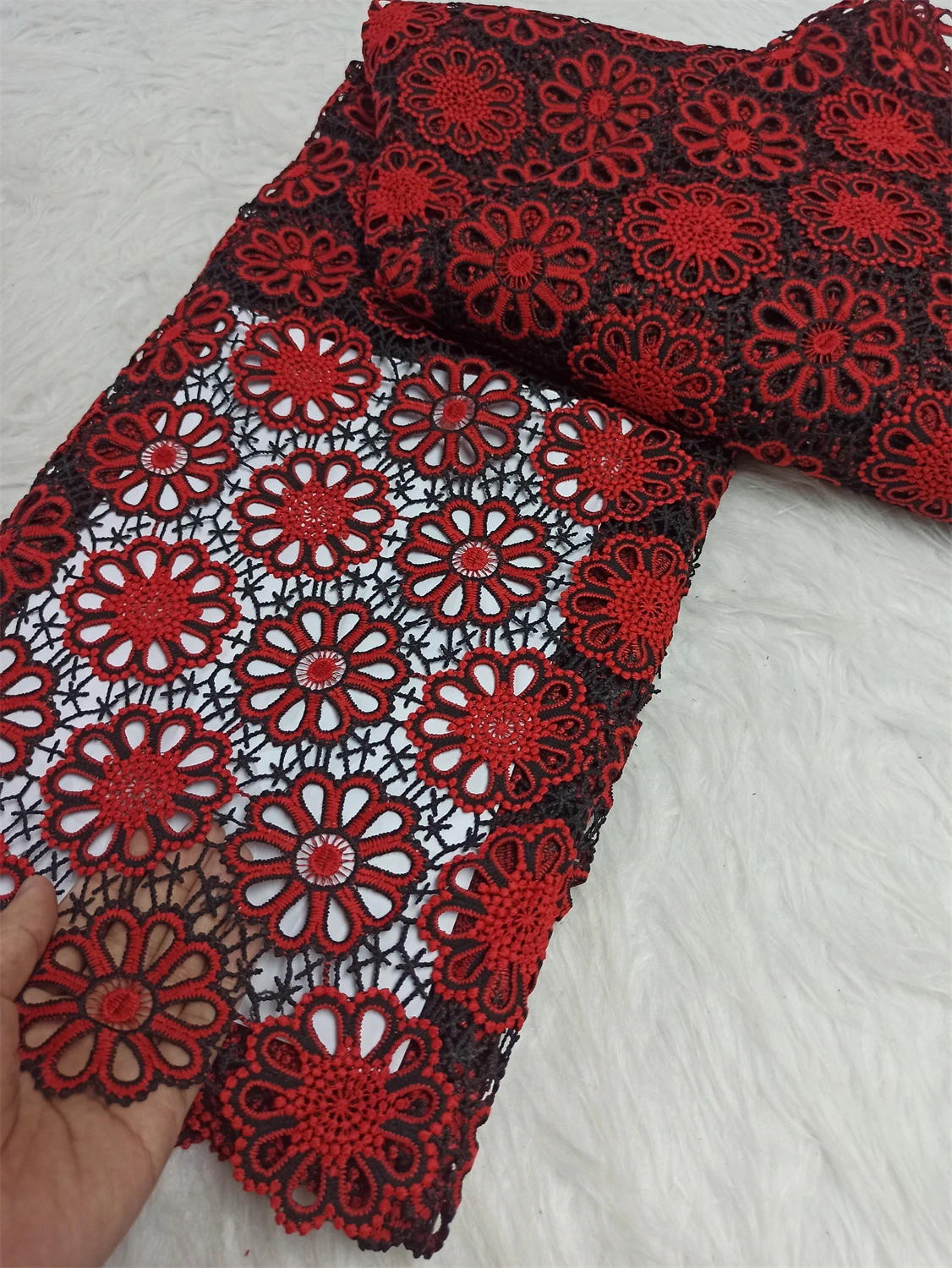 

African Water Soluble Lace Fabric Embroidery 2025 High Quality Guipure Cord Lace Fabric Nigerian For Sewing Wedding Party Dress