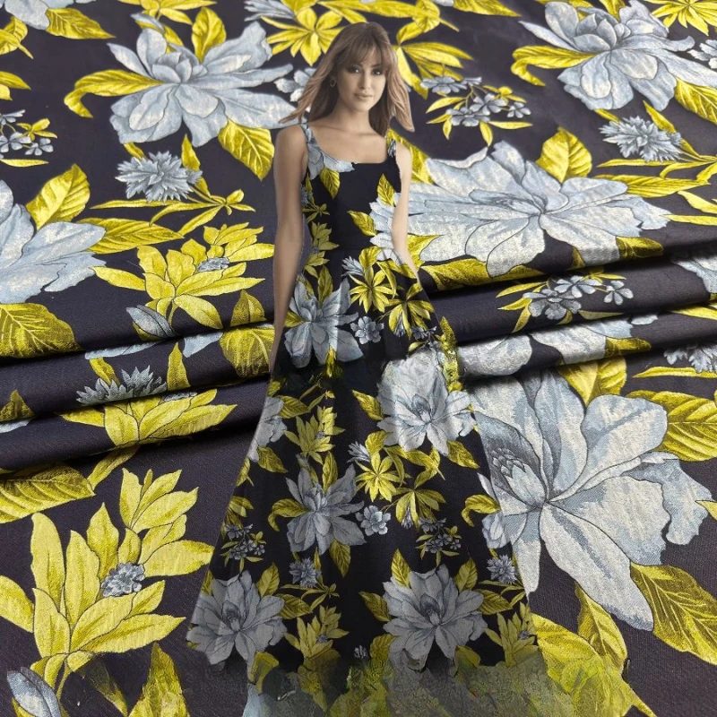 

European Flower Jacquard Fabric Skirts Dress Windbreakers Curtains Tablecloths Handmade Diy Sewing Clothing Cloth By Meter