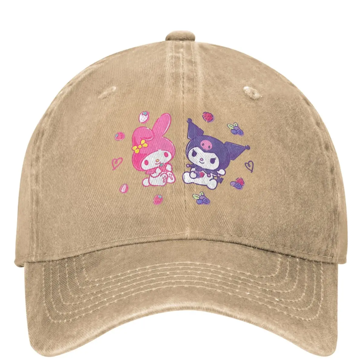 Kuromi And My Melody Berries Denim Baseball Cap Tennis Skate Trucker Hat Summer Couple Women y2k Funny Designer Baseball Caps