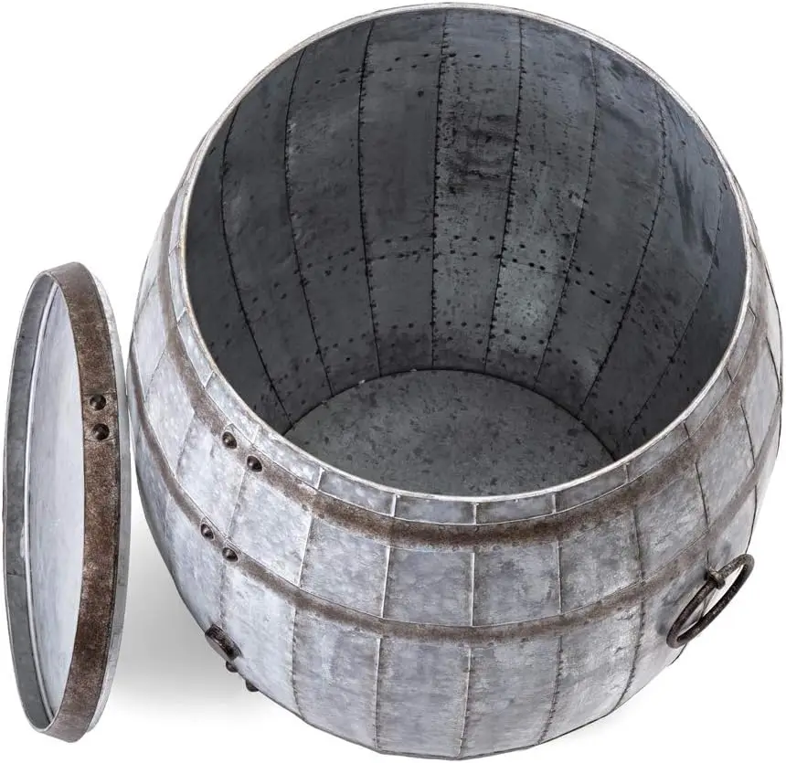 Tavolo portaoggetti per botte di vino Vineyard – Tavolo in stile botte di ferro vintage, mobili da bar per la casa in metallo rustico