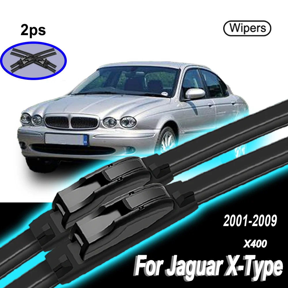 

2PCS Durable+Silent Wiper Blades For Jaguar X-Type X400 2001-2009 Rainproof Universal Front Windshield 2009 2008 2007 2006 Year