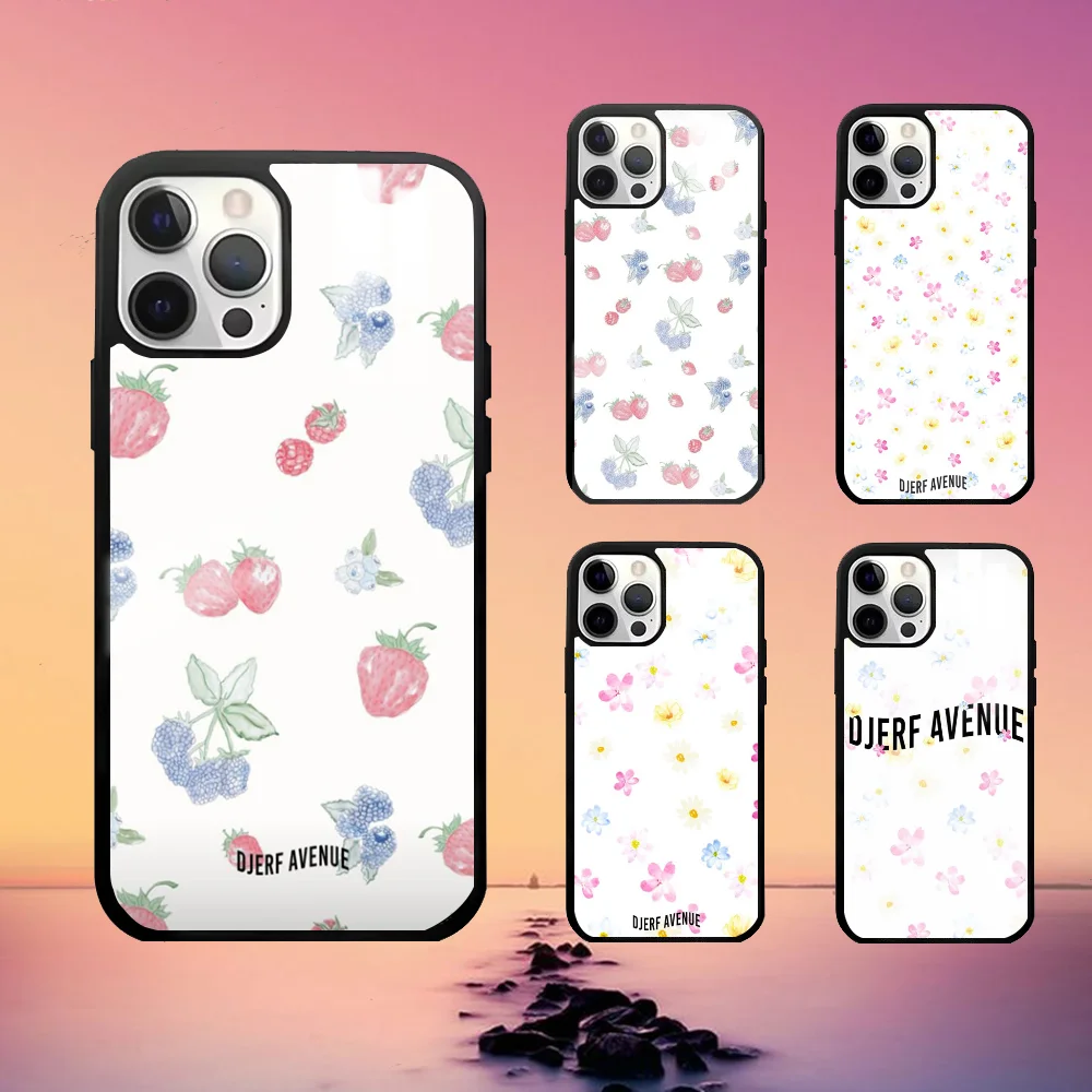 Djerf Summer Berries Print Avenue Phone Case For iPhone 16 15 14 13 12 11 Pro Max Plus Mini Fashion High Quality mirror phone ca