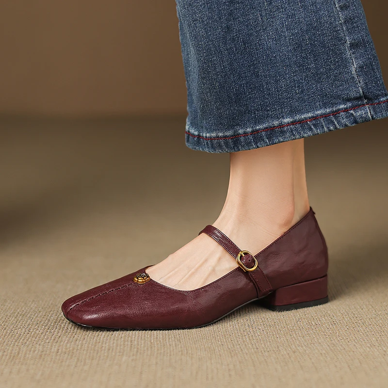 

Handmade Genuine Leather French Mary Jane Flats Women‘s Flat Single Strap Soft Comfortable Versatile High Quality Shoes