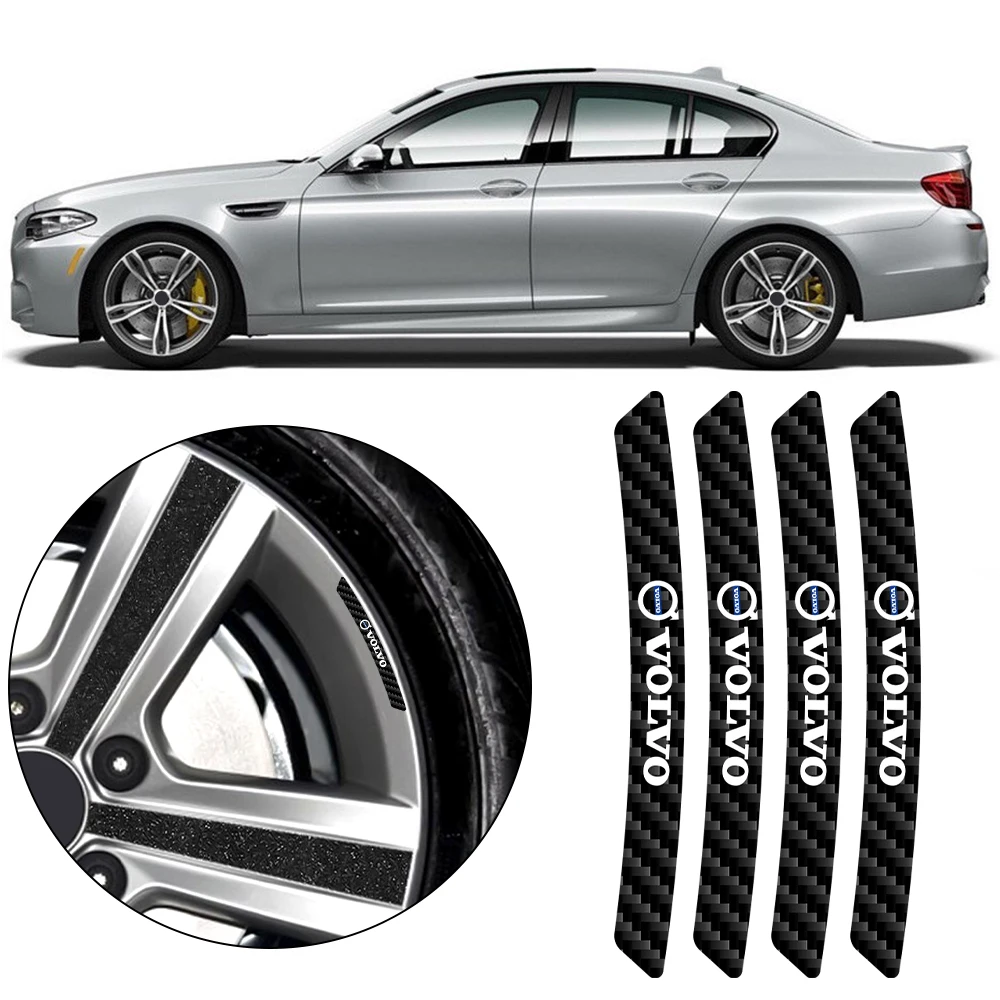 4pcs Car Refitting Wheel Sticker Carbon Fiber Rims Decor Exterior Parts For Volvo XC90 XC60 C30 T6 S60 C70 XC40 V60 V50 S80 S40