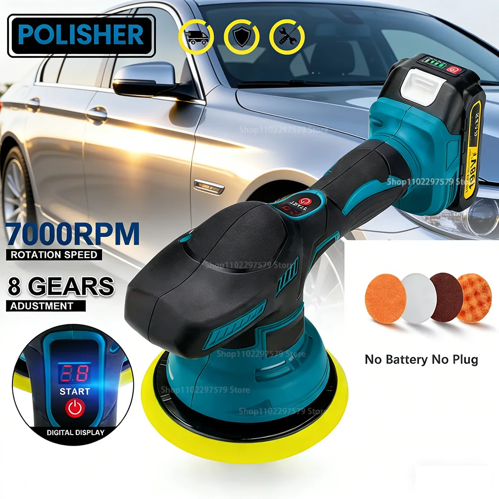 

New Cordless Car Polisher 8 Gears Adjustable Auto Electric Waxing Sanding Sealing Glaze Tool Fit Makita 18V Battery