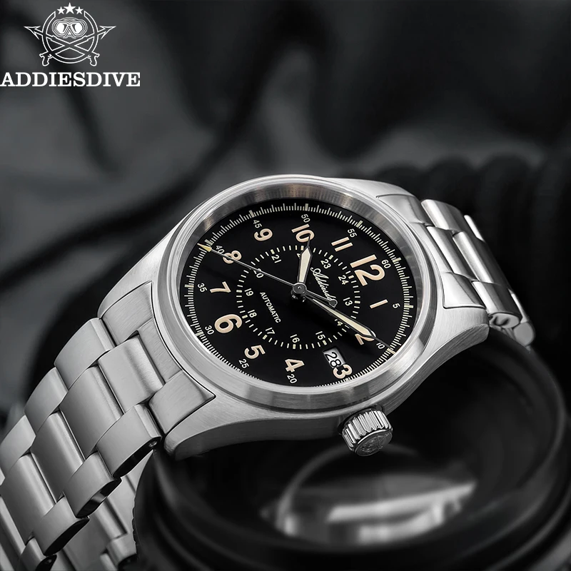 ADDIESDIVE 39 мм часы для мужчин календарь дисплей сапфировое стекло 20 бар дайвинг синие светящиеся NH35A автоматические механические наручные часы