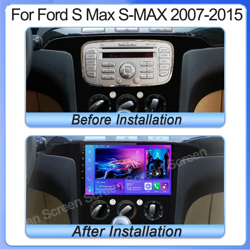 راديو السيارة لفورد S Max S-MAX 2007-2015 مشغل فيديو متعدد الوسائط السيارات CarPlay مشغل فيديو متعدد الوسائط السيارات CarPlay GPS أندرويد