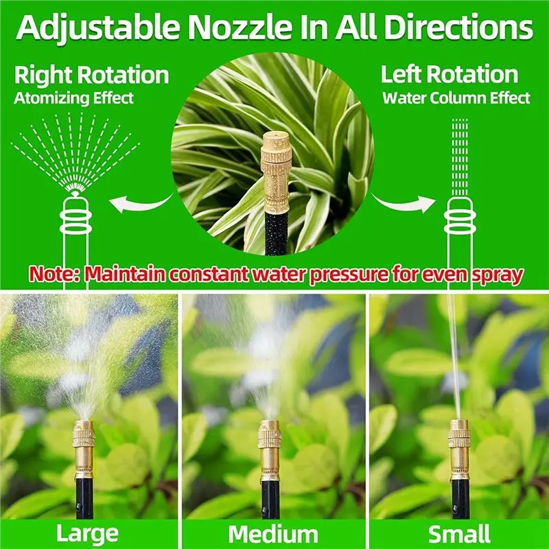 AB34-For Drip Irrigation Kit Compatible 360° Copper Mister Nozzles With Tee Connector Garden Greenhouse Cooling Misting Emitter