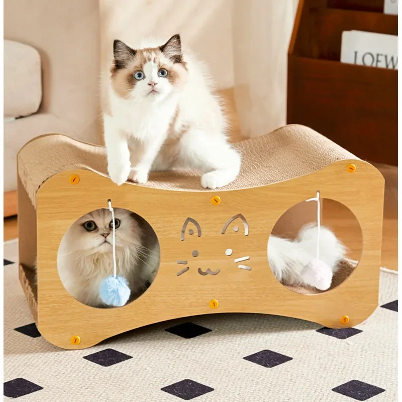 Vertical Double-Layer Cat Scratching Board Wear-Resistant Cat House Shed-Free Climbing Frame Multi-Scene Cat Toy for Pet 