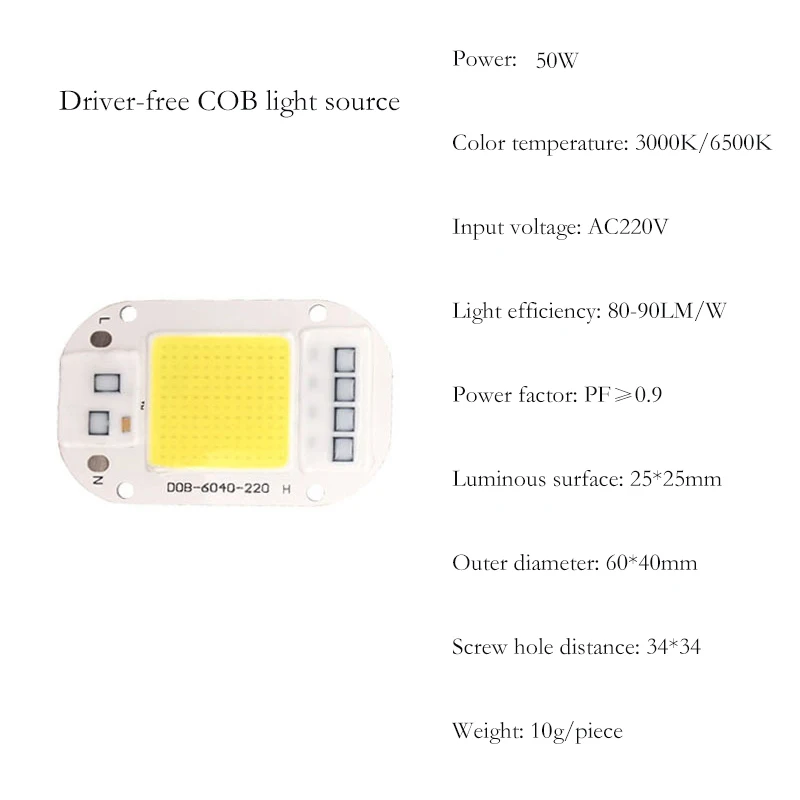 LED COB Lamp Chip Driver-free Chip 20W 30W 50W AC220V LED Beads Full Spectrum No Need Driver DIY For Plant Grow Light Floodlight