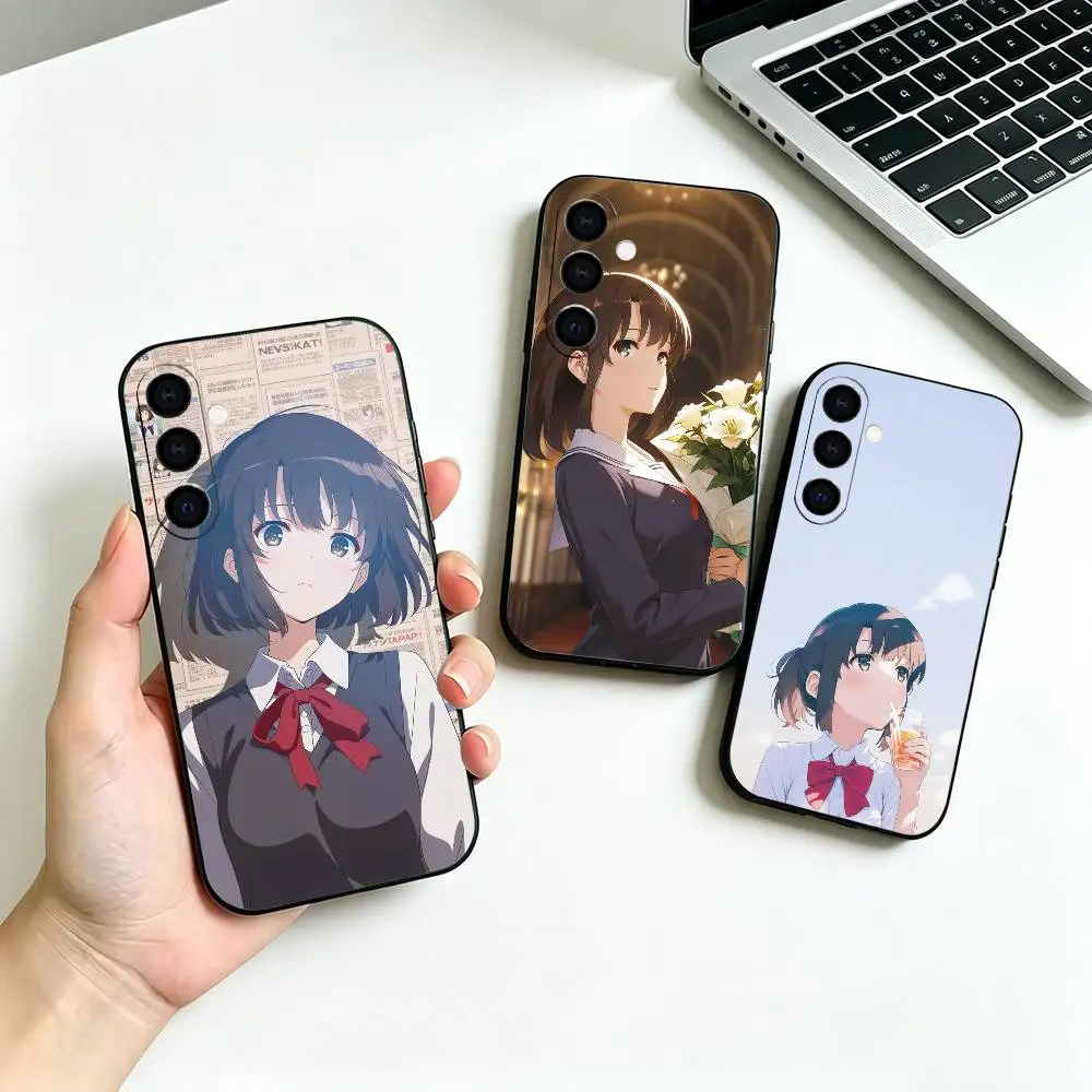 Anime Megumi Kato Soft Silicone phone Case for Samsung Galaxy A73//A72/A70/A53/A52/A51 - Black