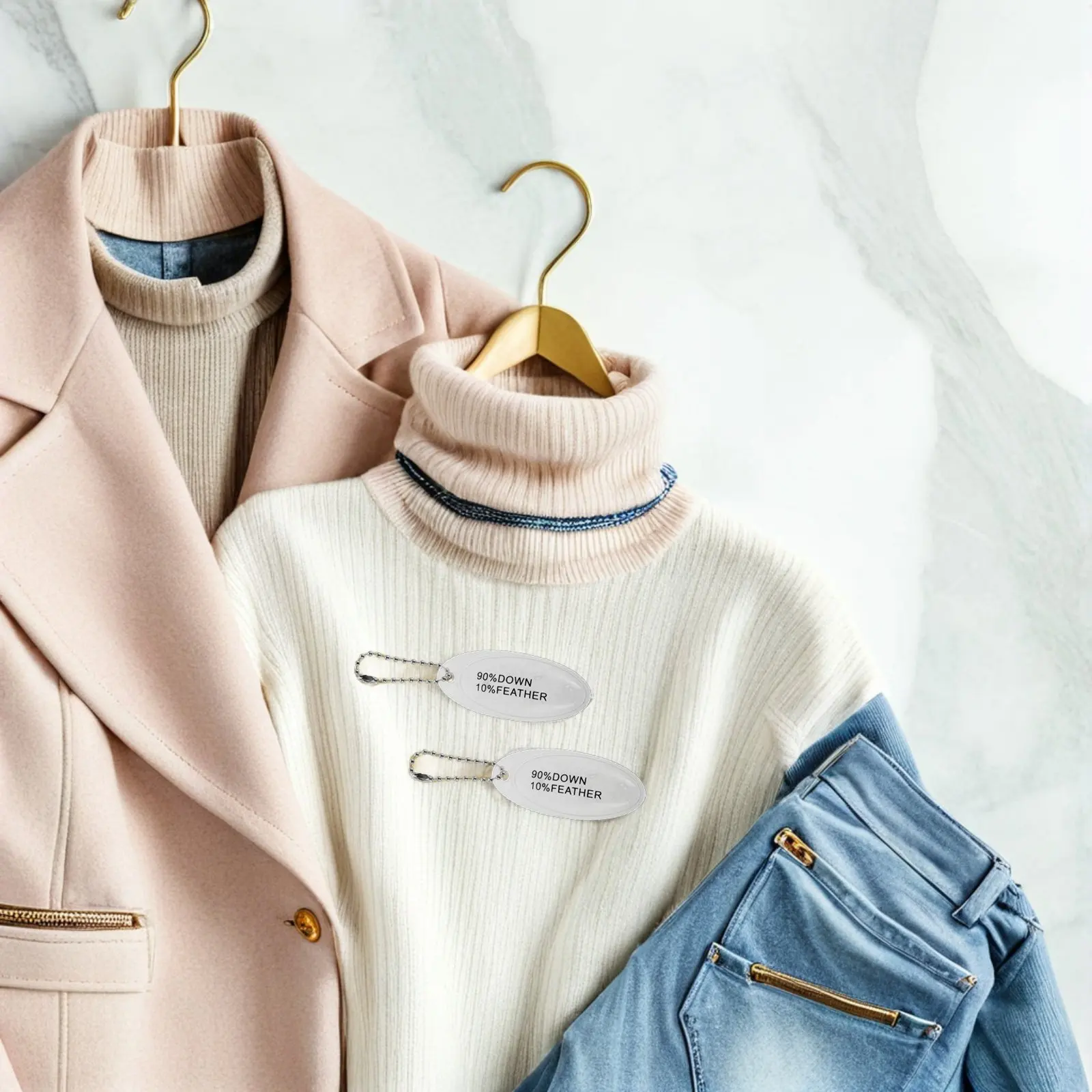 100 ensembles d'étiquettes à suspendre pour doudoune, étiquettes de vêtements gonflables, étiquettes de vêtements à cordon pour la marque de doudoune rembourrée en duvet en magasin de détail