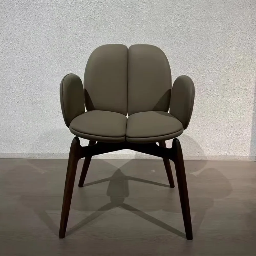 

Simple hotel leather learning chair coffee shop creative reception chair