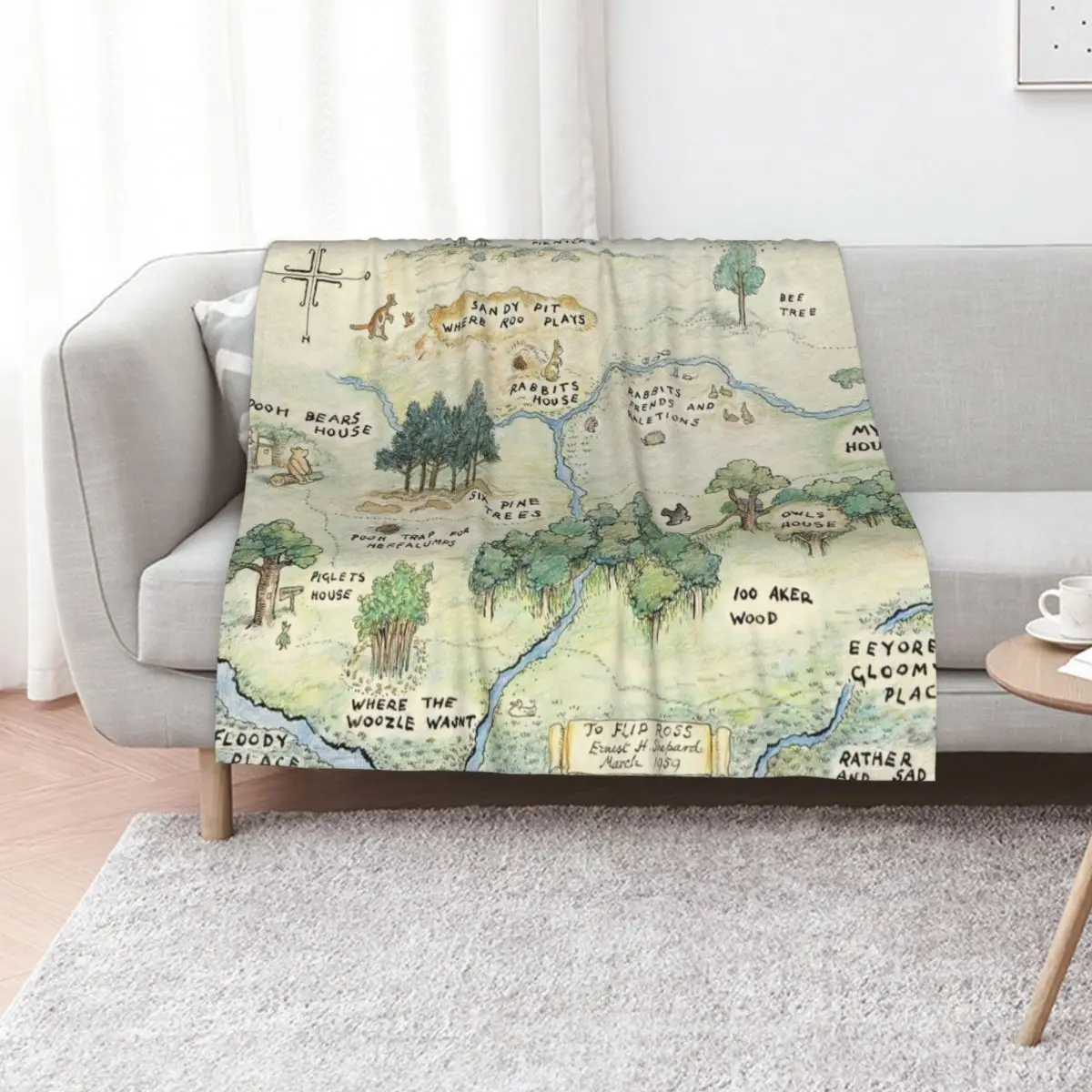 100 Acre Wood Map by E.H. Shepard Throw Blanket Multi-Purpose Blankets For Baby Sofa Throw Vintage Comforter Blankets