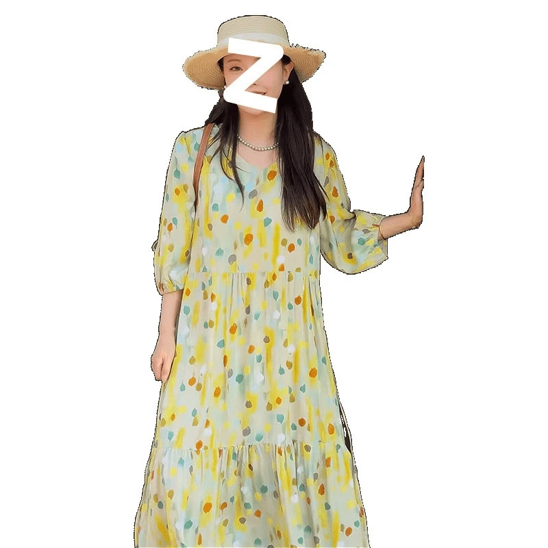 Vestido boho de algodão floral feminino verão solto ajuste casual estilo férias efeito fino elegante vestido maxi estampado