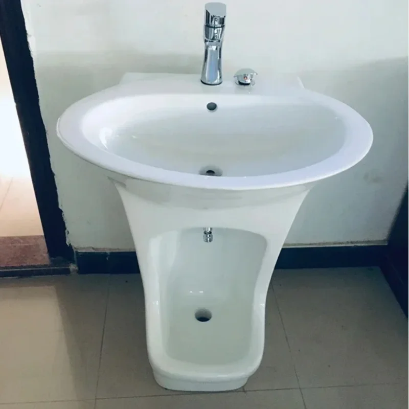 Lavabos de baño cerámica pequeños personalizados, lavabo de pedestal cerámica integrado de mano y pie, proveedores