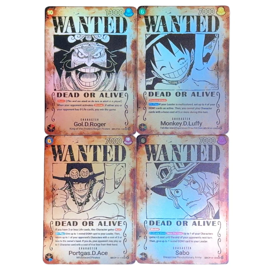 

One Piece TCG OPCG English OP13 Character card Wanted Poster Roger Luffy Ace Sabo Textured Foil Card Anime Collectible Cards