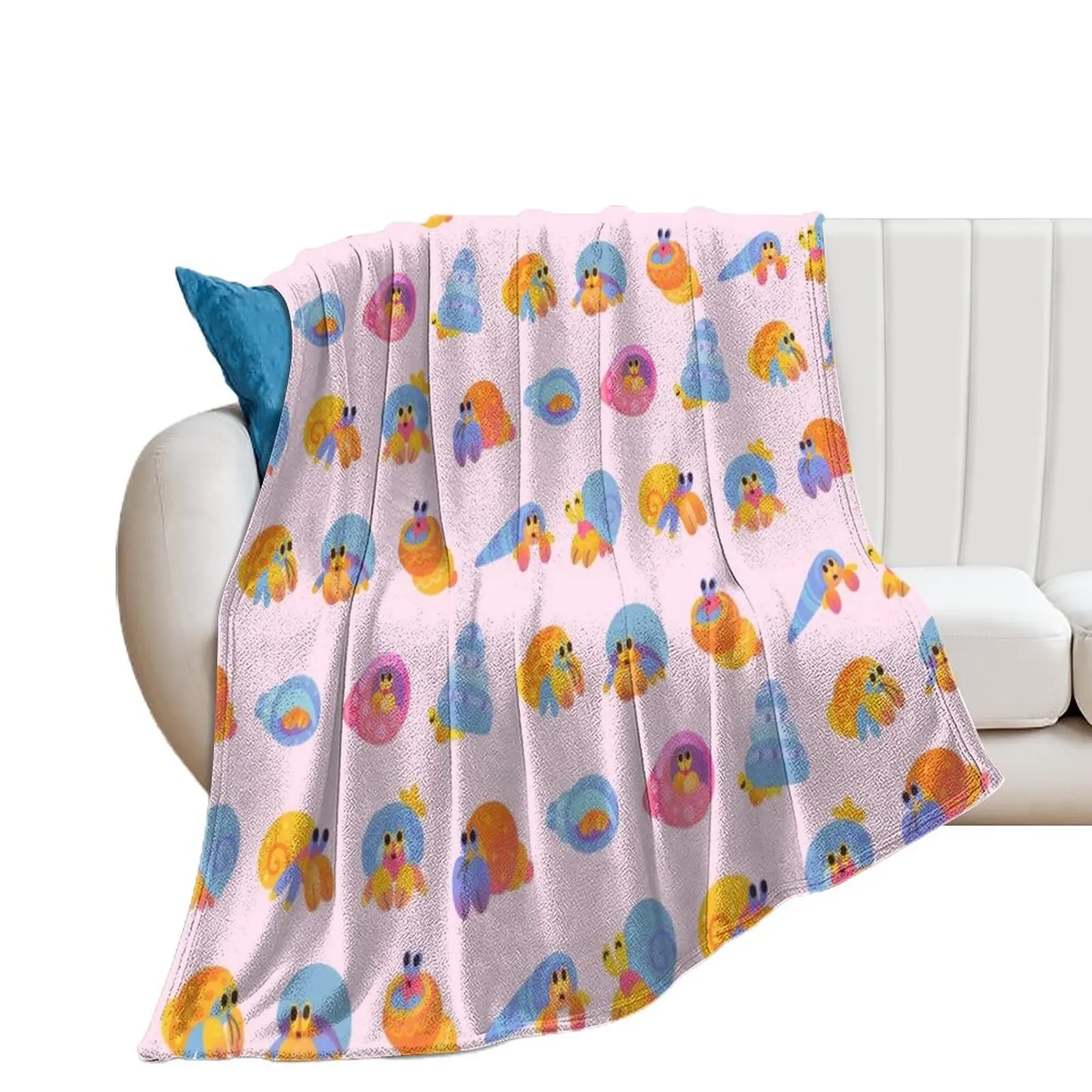 

Hermit crab - pink / knife jellyfish Throw Blanket Blankets For Sofas valentine gift ideas Picnic Camping Blankets