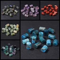 Natural Faceted Cylinder Column Stone Bead Apatite Amethysts Labradorite Agat Gem Beads For Jewelry Making Bracelet Earrings DIY