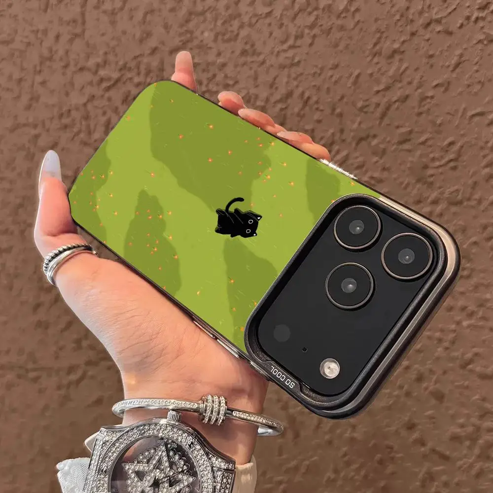 حافظة هاتف القطة في الحديقة لهاتف آيفون 17 16 15 14 13 12 11 برو/ ماكس/بلس غطاء خلفي مقاوم للصدمات مضاد للبصمة
